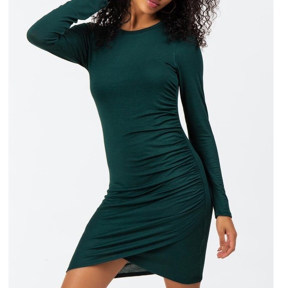 Jersey Shirred Asymmetrical draped Mini Dress sexy - Picture 3 of 4